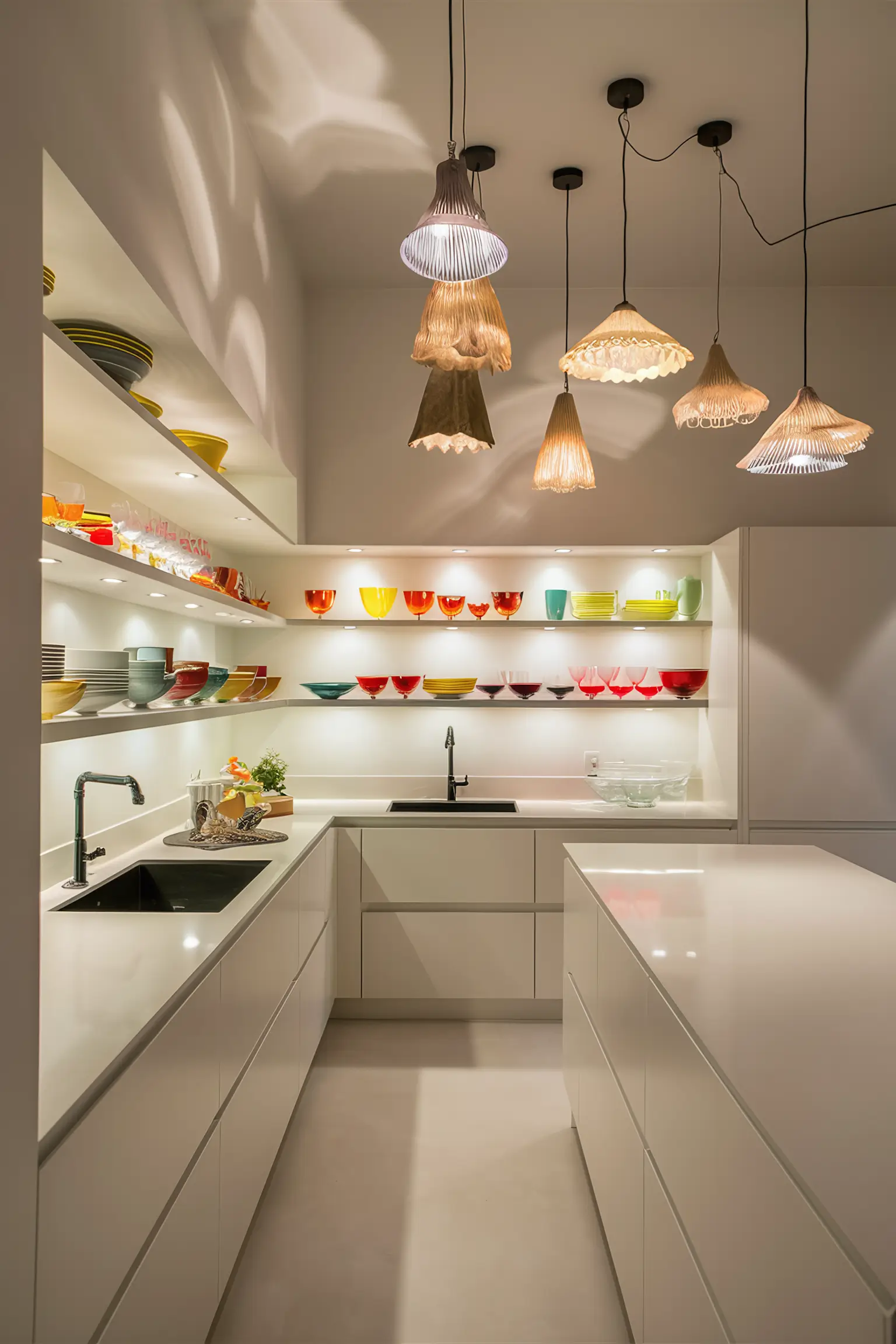 Minimalistic kitchen with creative makeover ideas like open shelving and colorful accents.